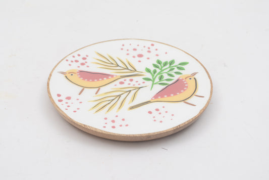 Foresthaven Hand Painted Wood Serving Plate with Enamel for Food, Charcuterie and Decor
