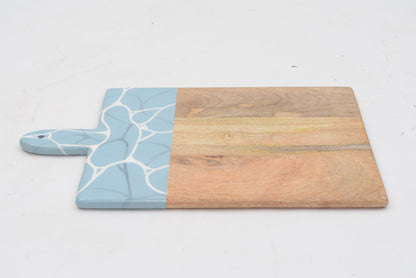 Wooden Aqua Blue Large Chopping Board with Enamel