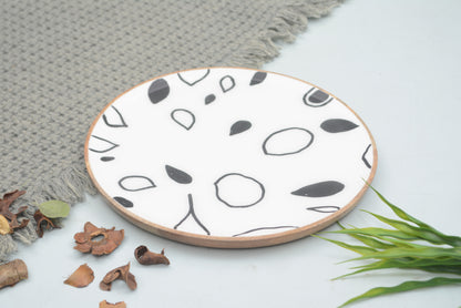 Natural Mango Wood Monochrome Serving Plate with Enamel