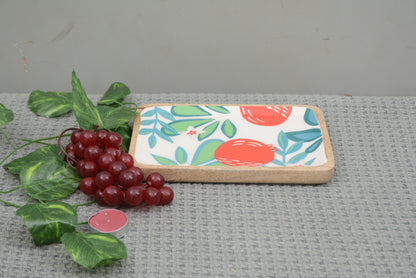 Hand Painted Fruit Rectangular Enamel Serving Plate