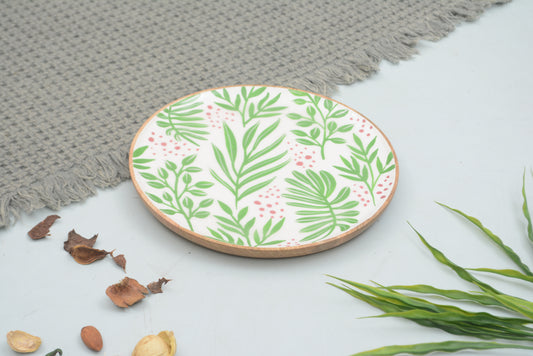Foresthaven Hand Painted Wood Serving Plate with Enamel for Food, Charcuterie and Decor