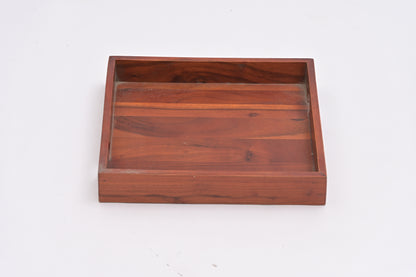 Natural Wood Sqaure Serving Tray with Handles