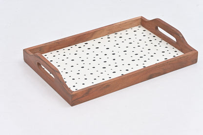 Wooden Rectangular Matte Finish Serving Tray with Handles