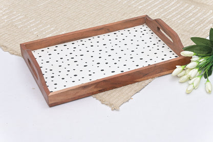 Wooden Rectangular Matte Finish Serving Tray with Handles