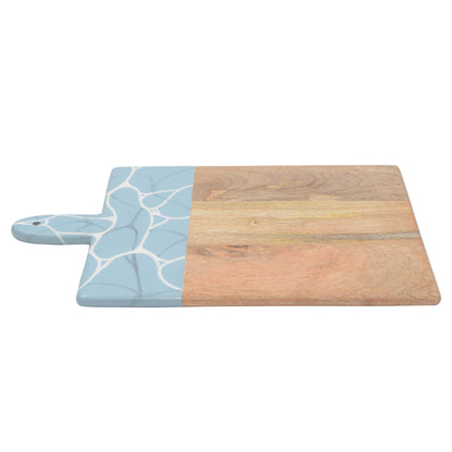 Wooden Aqua Blue Large Chopping Board with Enamel