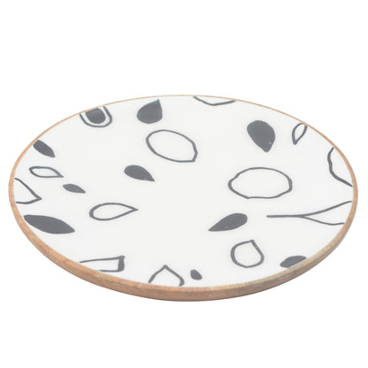 Natural Mango Wood Monochrome Serving Plate with Enamel