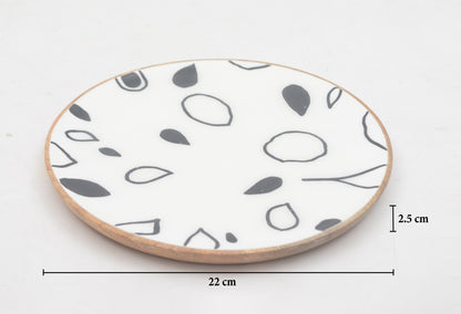 Natural Mango Wood Monochrome Serving Plate with Enamel