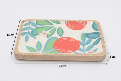 Hand Painted Fruit Rectangular Enamel Serving Plate