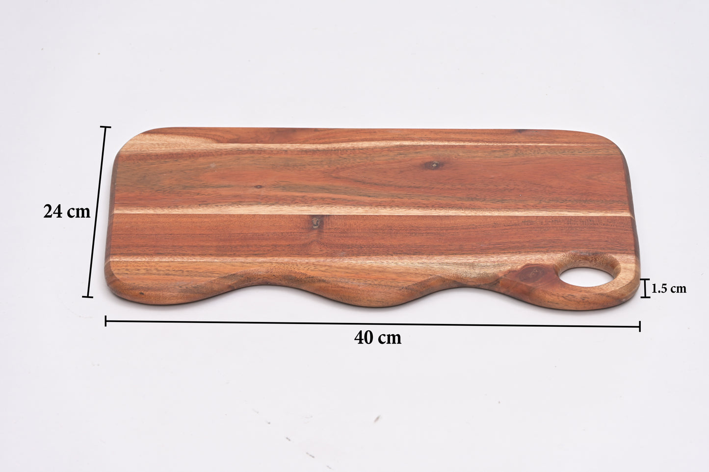 Acacia Wood Enamel Chopping Board With Handle, Natural Wood