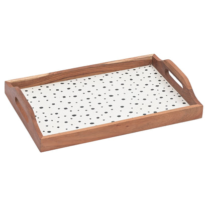 Wooden Rectangular Matte Finish Serving Tray with Handles