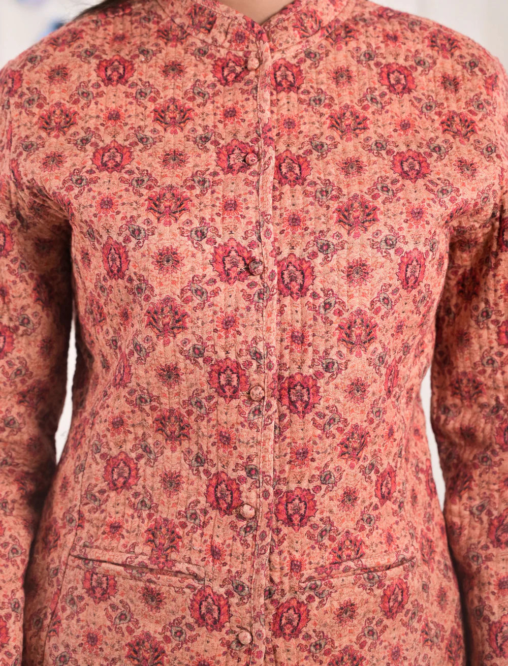 Silk Block Printed Reversible Winter Jacket