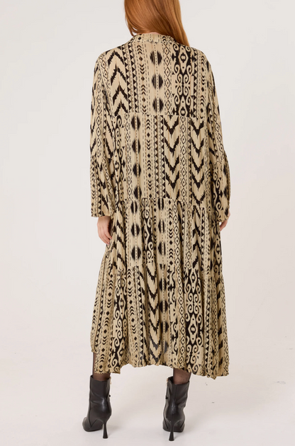 Metallic Aztec Tiered Tunic Dress
