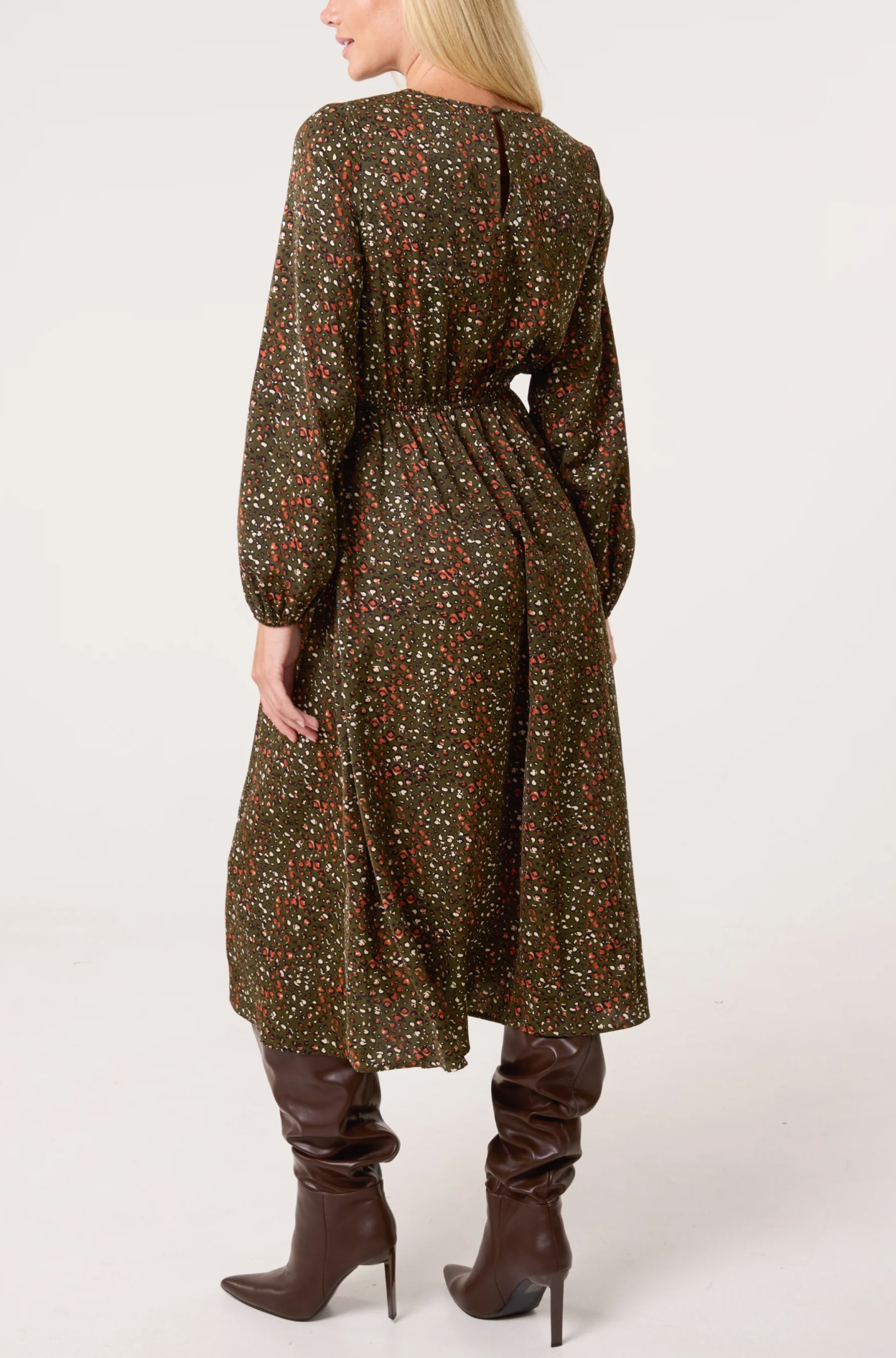 Ditsy Animal Smock Midi Dress