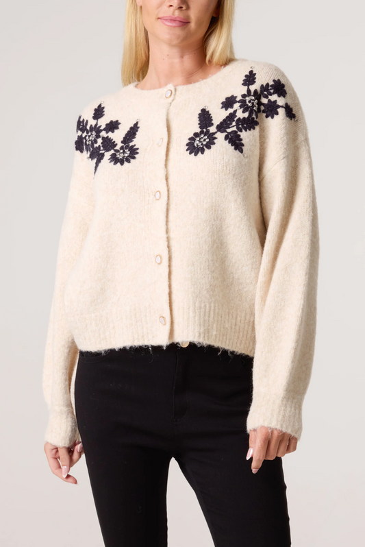 Embroidered & Embellished Flower Cardigan