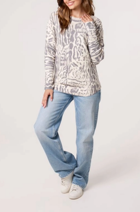 Animal Print Fine Knit Jumper