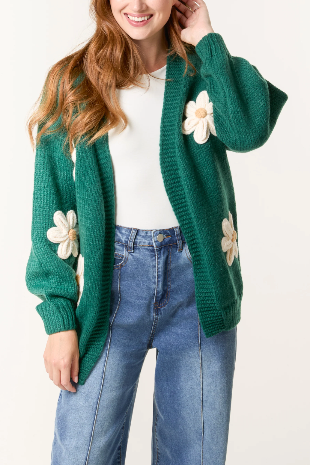 Daisy Flocking Flower Knit Cardigan