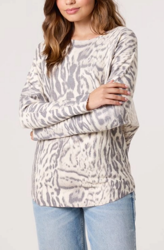 Animal Print Fine Knit Jumper