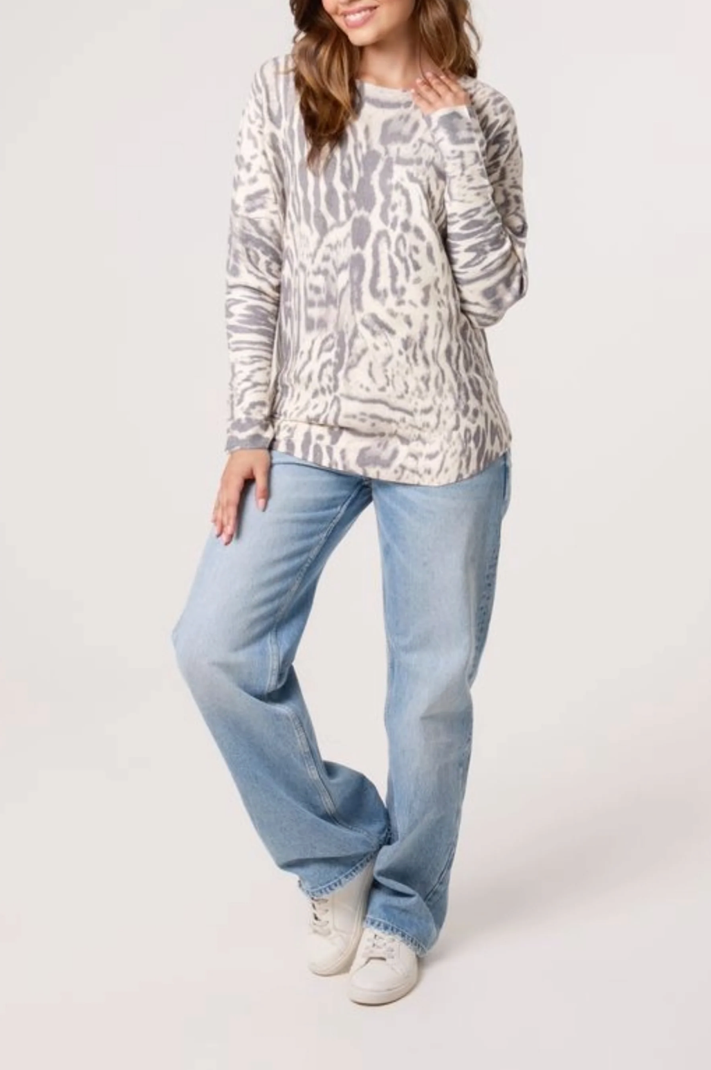 Animal Print Fine Knit Jumper