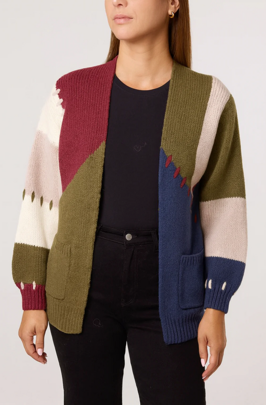 Stitch Colour Block Knit Cardigan