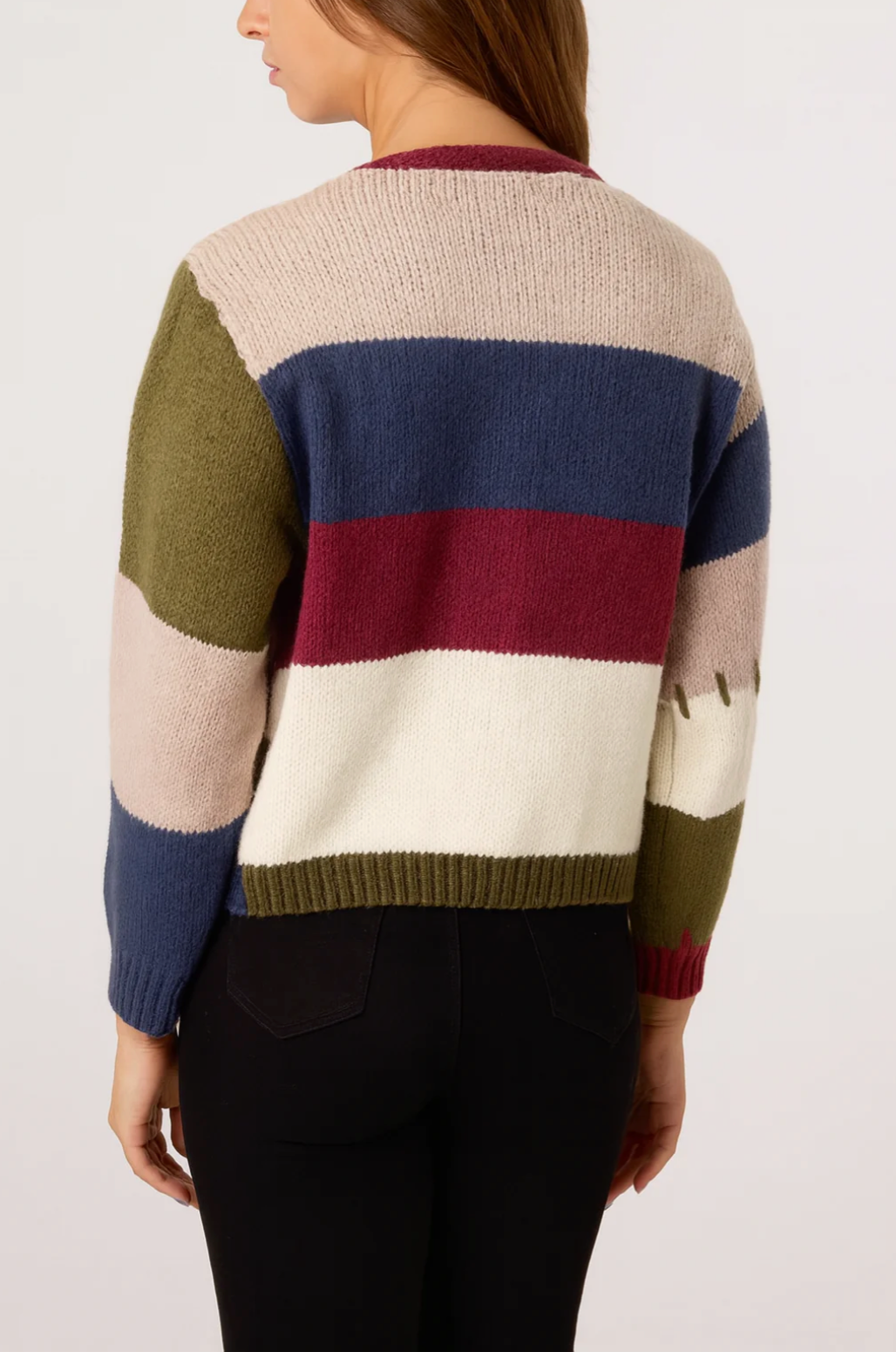 Stitch Colour Block Knit Cardigan