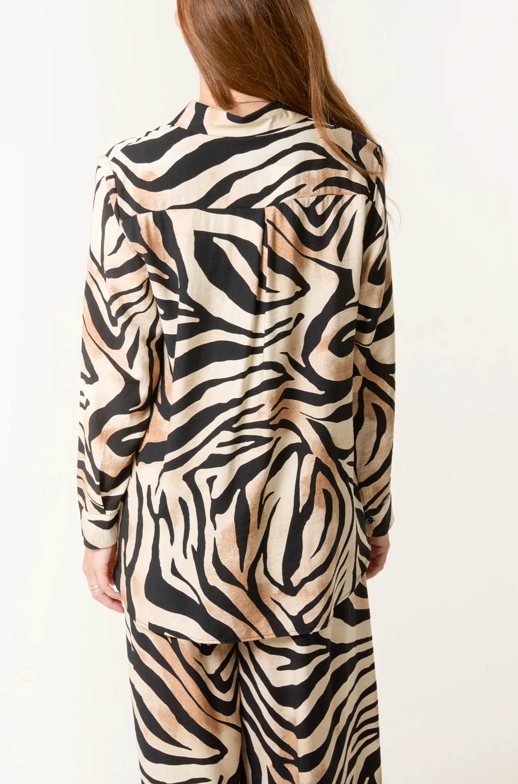 Relaxed Zebra Print Long Sleeve Shirt