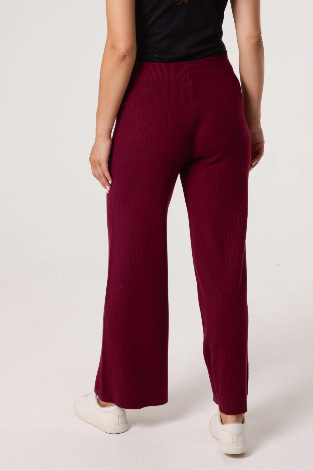 Black Knitted Wide Leg Trouser