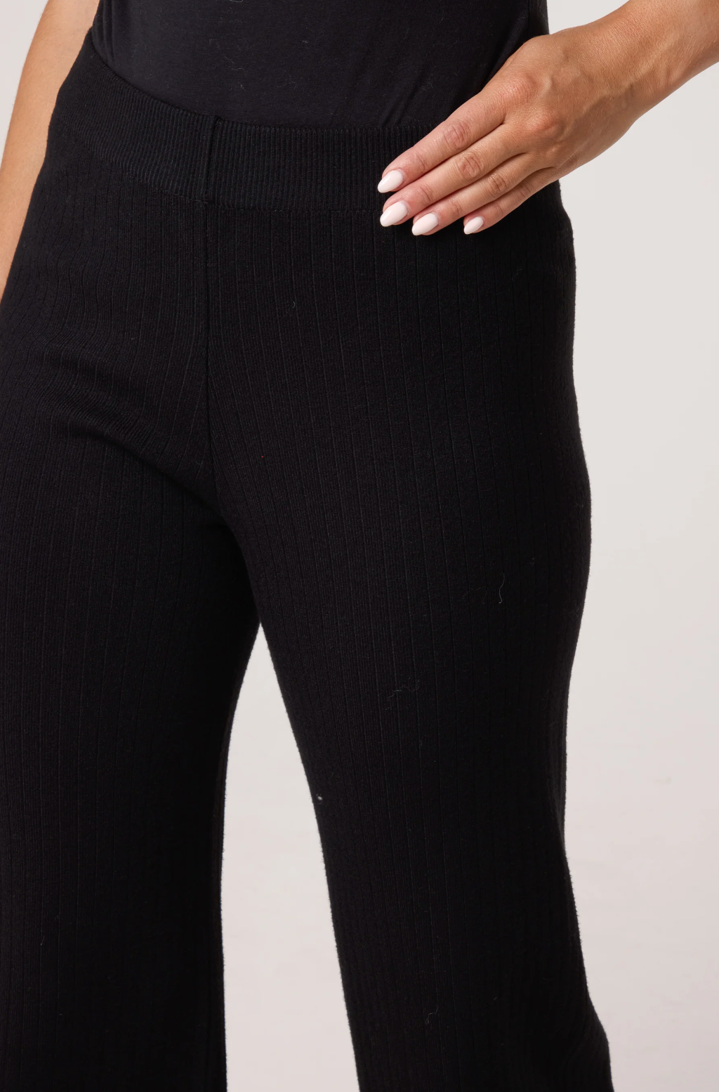 Black Knitted Wide Leg Trouser