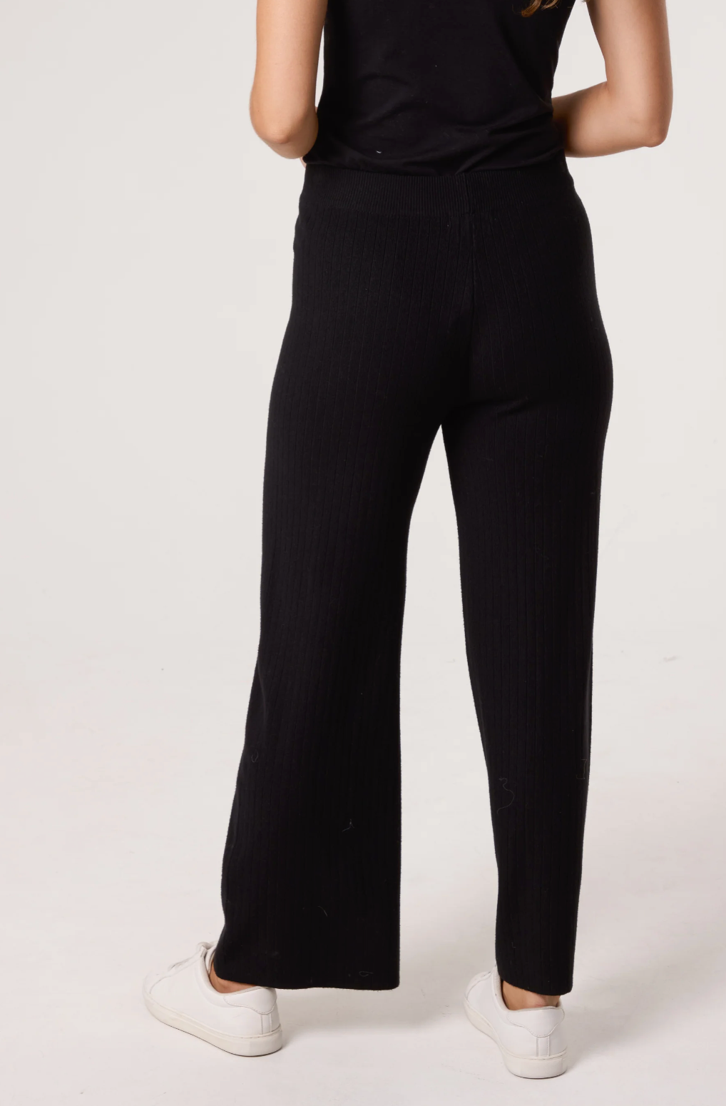 Black Knitted Wide Leg Trouser