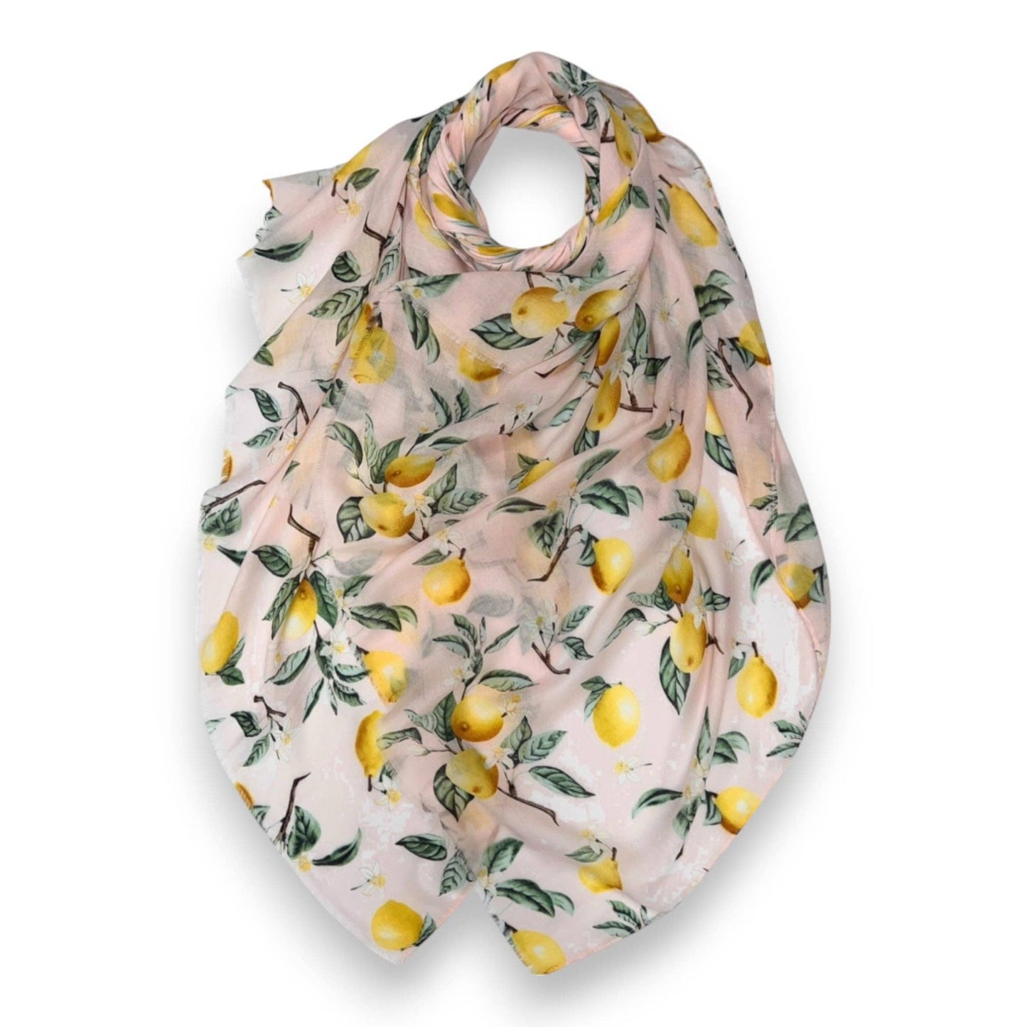 Lemon Citrus Print Colourful Scarf: Pink