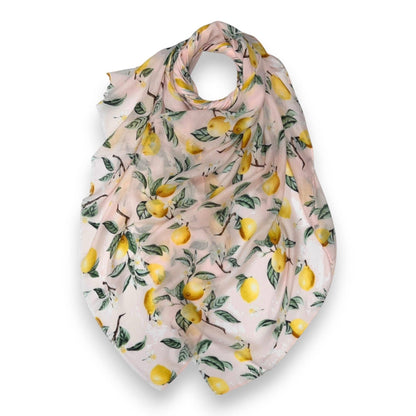 Lemon Citrus Print Colourful Scarf: Pink