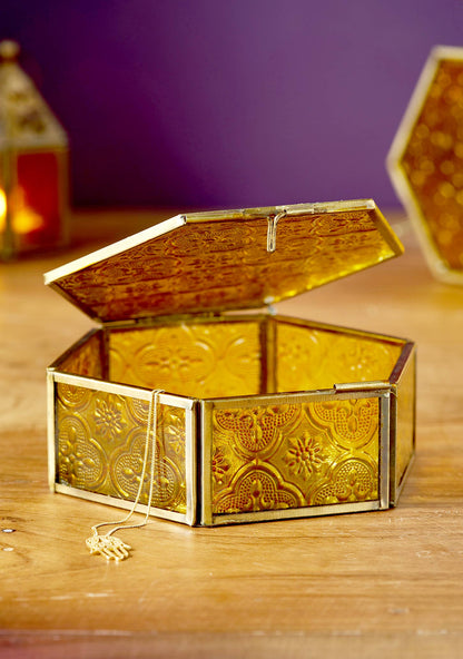 Hexagon Jewellery Box - Yellow