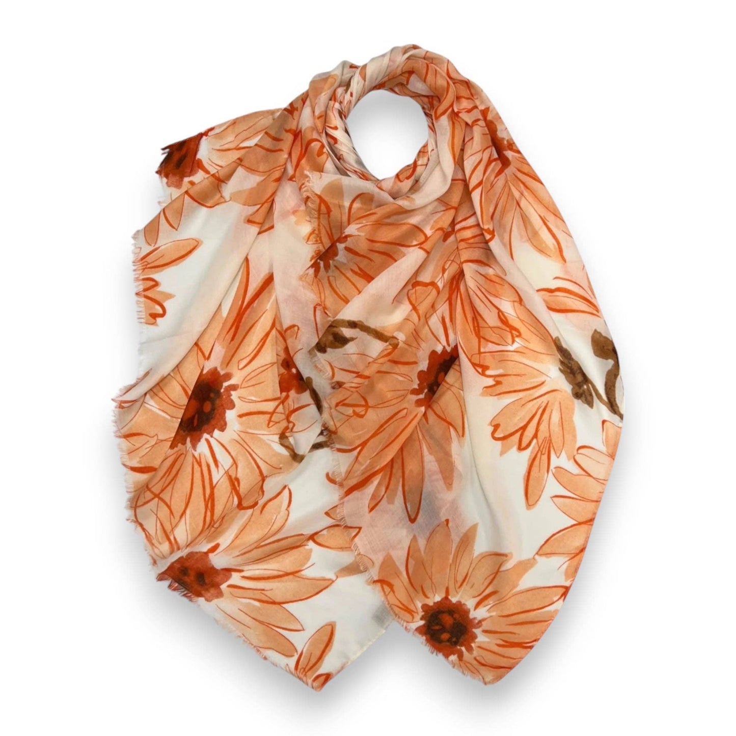 Big Daisy Print Scarf: Orange