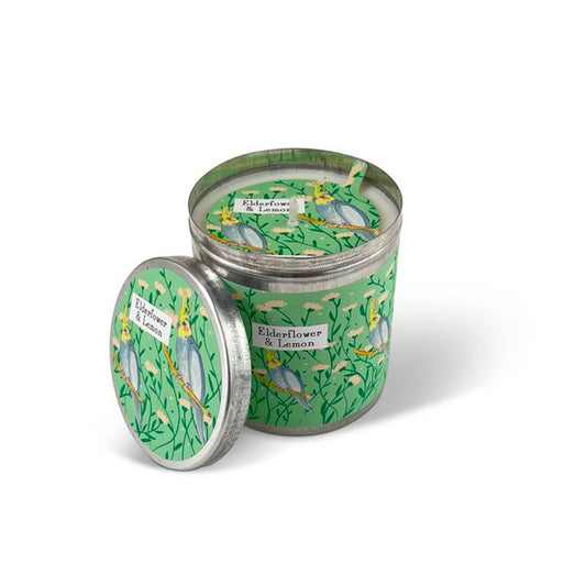 Elderflower & Lemon - Cockatiel Illustrated 200ml Candle Tin