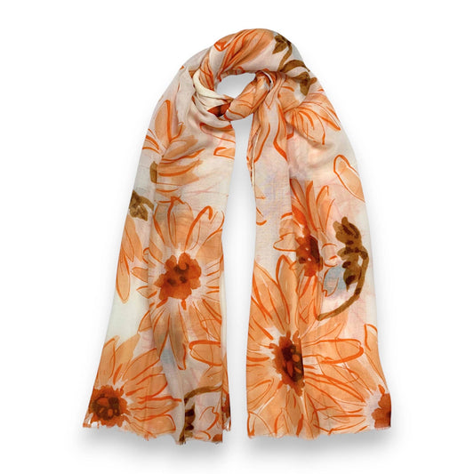 Big Daisy Print Scarf: Orange