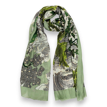 Nature Art Print Scarf: Orange