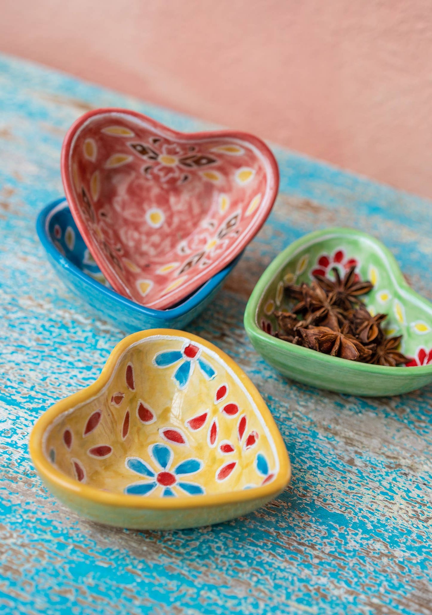 Shyla Hand Painted Ceramic Heart Dish