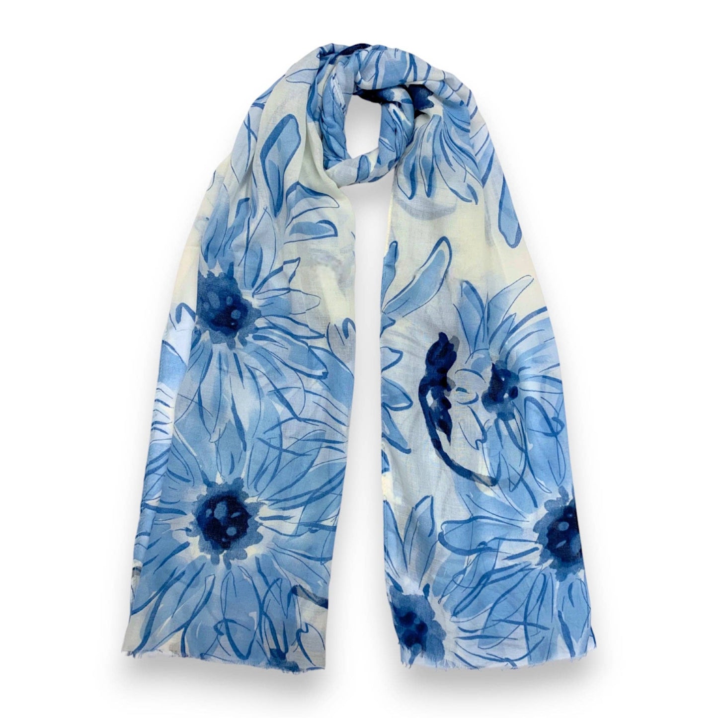 Big Daisy Print Scarf: Orange