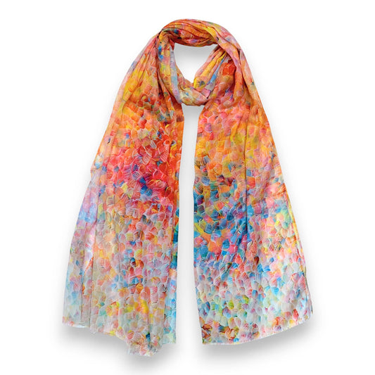 Vibrant Mosaic Print Scarf: Orange