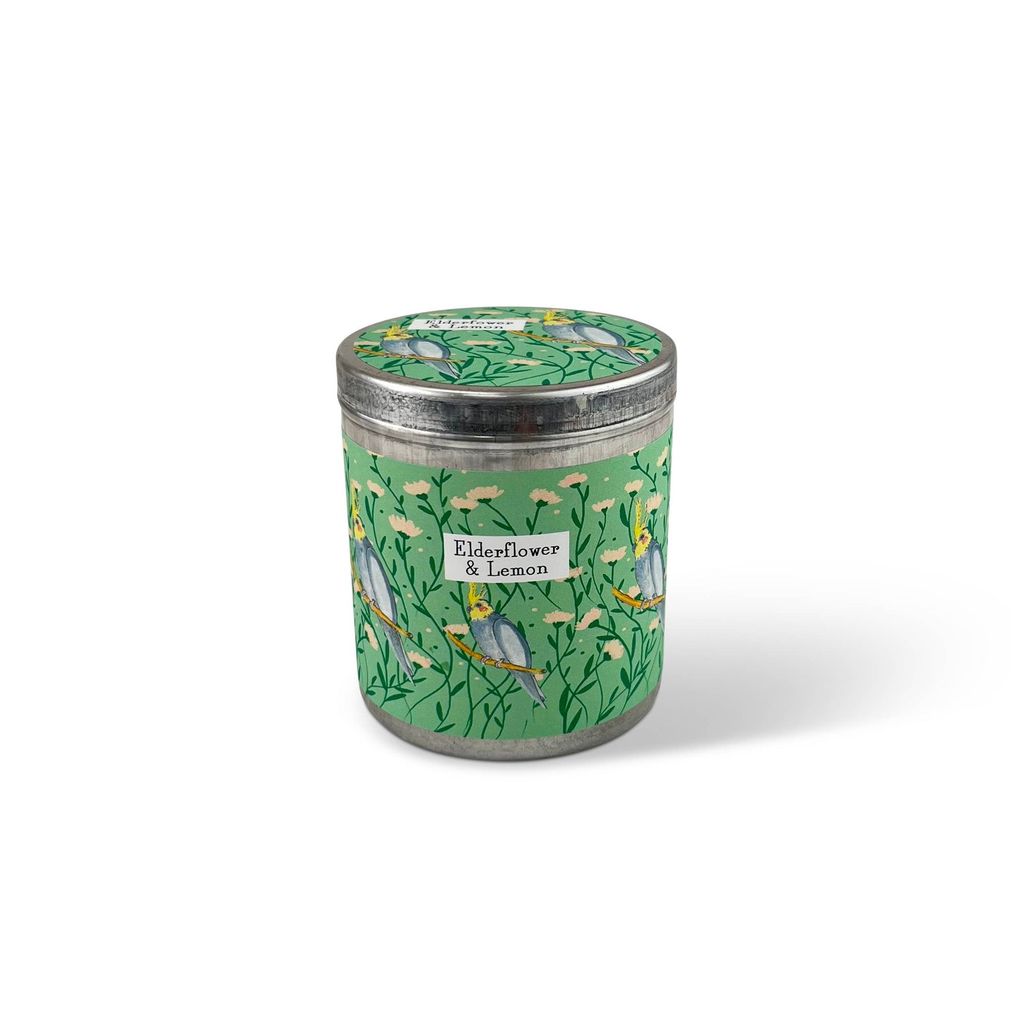 Elderflower & Lemon - Cockatiel Illustrated 200ml Candle Tin