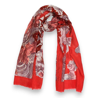 Nature Art Print Scarf: Orange