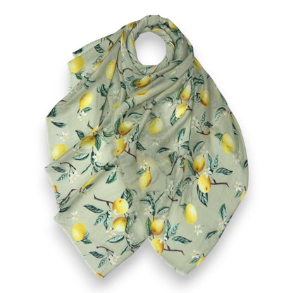 Lemon Citrus Print Colourful Scarf: Pink