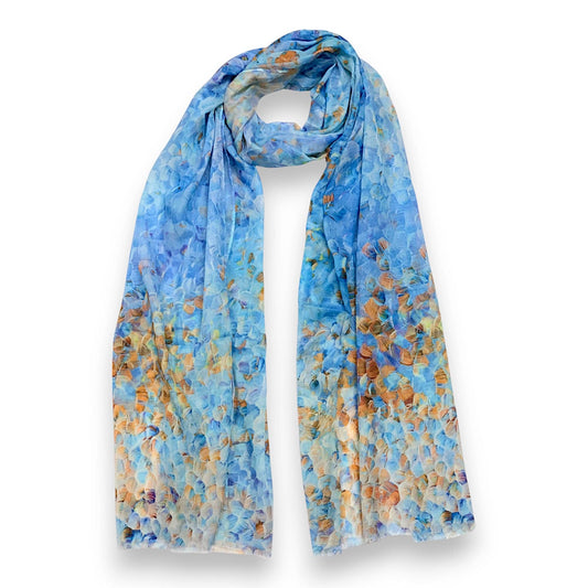 Vibrant Mosaic Print Scarf: Blue