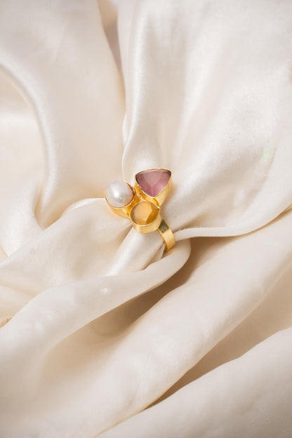 Sunset Pearl Ring | Gold-plated Ring