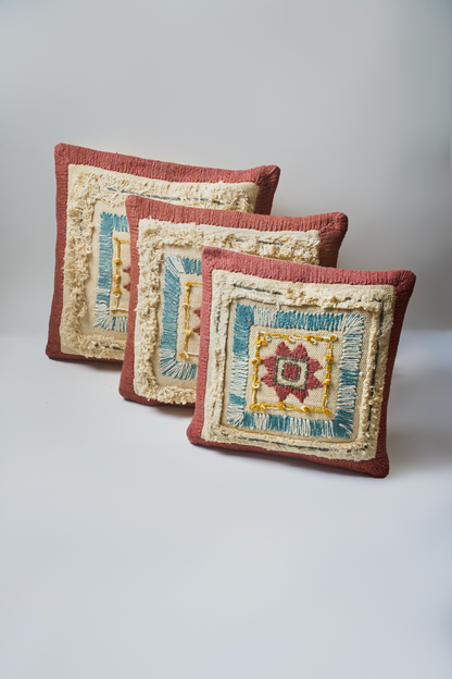 Multicolor Embroidery Cotton Cushion with filler - Medium