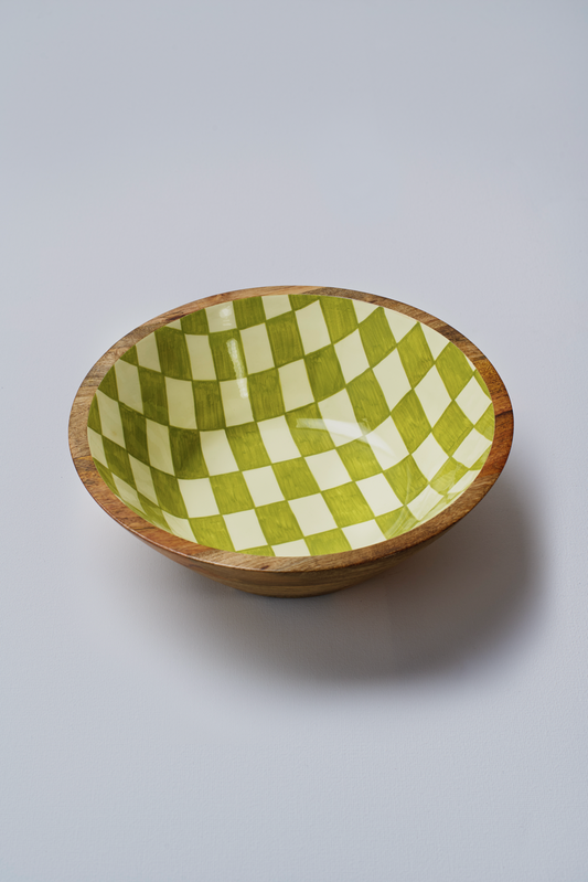 Green Chequered Large Salad Bowl